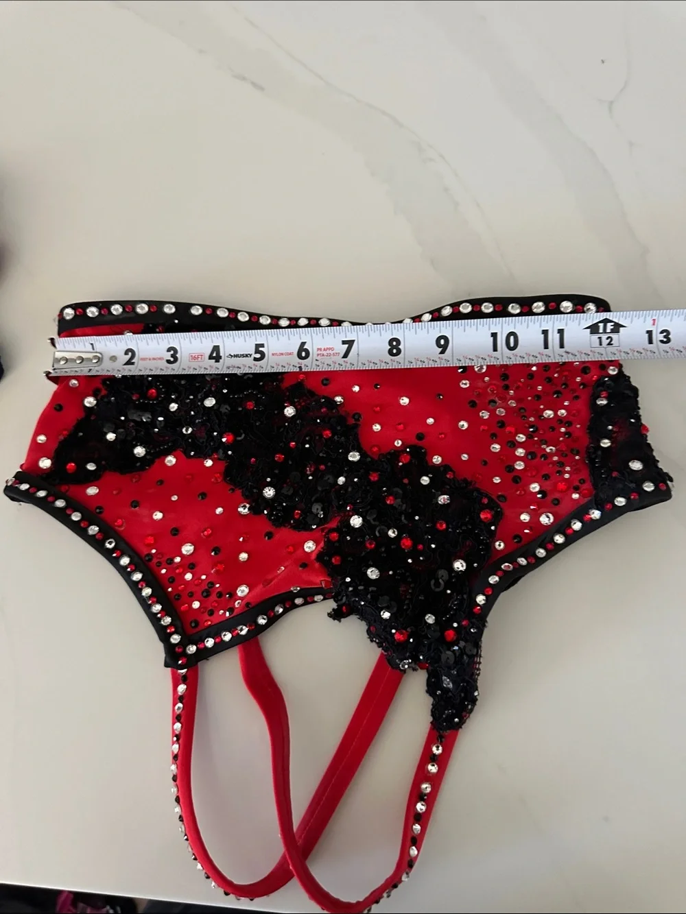 Suprnown Red & Black Sequined Two-Piece Dance /Halloween Costume.